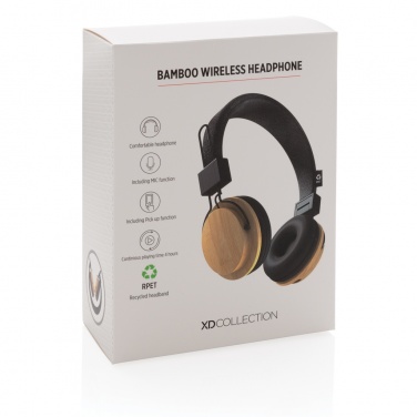 Logotrade promotional gift picture of: Bamboo wireless headphone