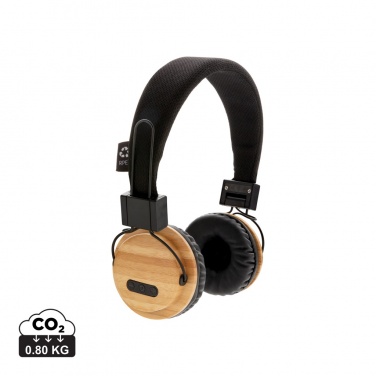 Logo trade promotional products image of: Bamboo wireless headphone