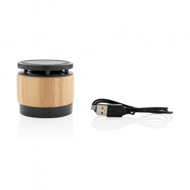 Logotrade corporate gift picture of: Bamboo wireless charger speaker