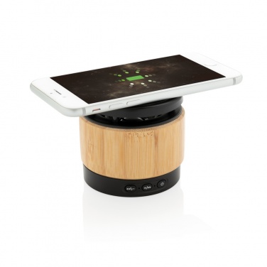 Logotrade promotional merchandise photo of: Bamboo wireless charger speaker