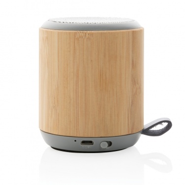 Logo trade corporate gifts image of: Bamboo and fabric 3W wireless speaker