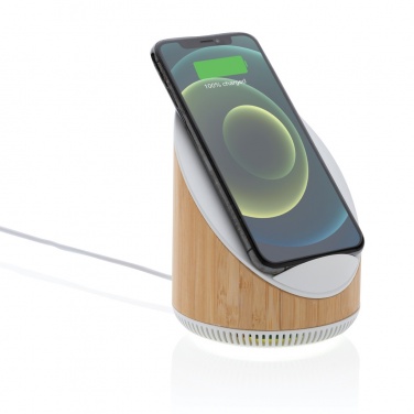 Logo trade promotional merchandise image of: Ovate bamboo 5W speaker with 15W wireless charger