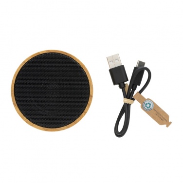 Logotrade promotional product image of: RCS recycled plastic and bamboo 3W wireless speaker