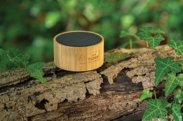 Logo trade corporate gift photo of: RCS recycled plastic and bamboo 3W wireless speaker