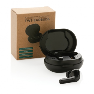 Logo trade promotional gifts image of: RCS standard recycled plastic TWS earbuds