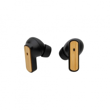 Logo trade promotional products image of: RCS recycled plastic & bamboo TWS earbuds