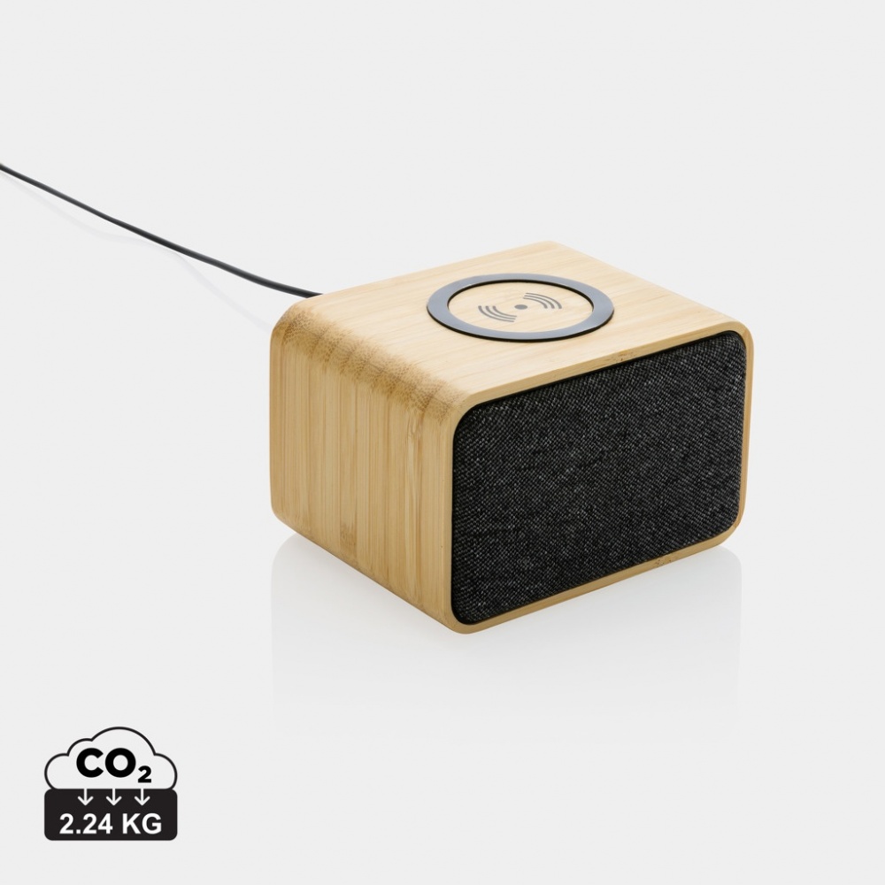 Logotrade promotional merchandise photo of: RCS Rplastic 3W speaker with bamboo 5W wireless