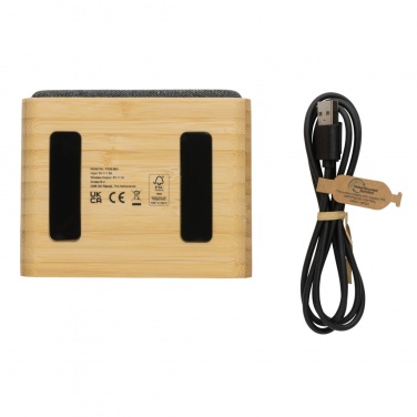 Logo trade business gifts image of: RCS Rplastic 3W speaker with bamboo 5W wireless