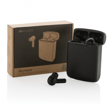 Logotrade promotional item picture of: Skywave RCS recycled plastic solar earbuds