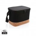 Two tone cooler bag with cork detail, black