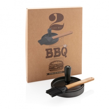 Logo trade promotional giveaway photo of: BBQ set with hamburger press and brush