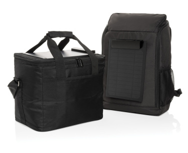 Logo trade promotional merchandise image of: Pedro AWARE™ RPET deluxe cooler bag with 5W solar panel