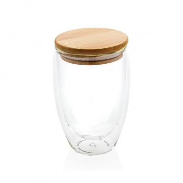 Logotrade promotional giveaway picture of: Double wall borosilicate glass with bamboo lid 350ml