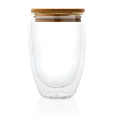 Logo trade business gift photo of: Double wall borosilicate glass with bamboo lid 350ml