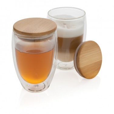 Logotrade advertising product image of: Double wall borosilicate glass with bamboo lid 350ml