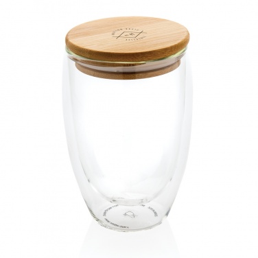 Logotrade promotional gift image of: Double wall borosilicate glass with bamboo lid 350ml