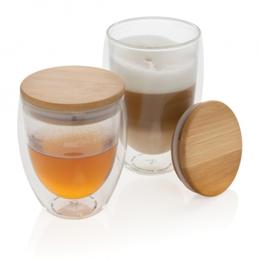 Logotrade advertising product picture of: Double wall borosilicate glass with bamboo lid 350ml