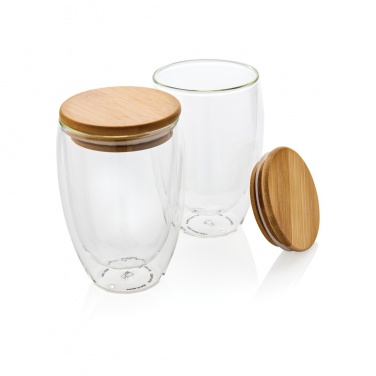 Logotrade corporate gifts photo of: Double wall borosilicate glass with bamboo lid 350ml 2pc set