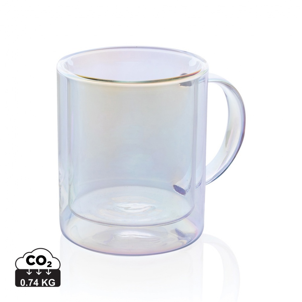 Logo trade promotional products image of: Deluxe double wall electroplated glass mug