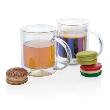 Logo trade promotional giveaways picture of: Deluxe double wall electroplated glass mug