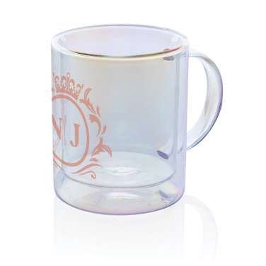 Logo trade business gifts image of: Deluxe double wall electroplated glass mug