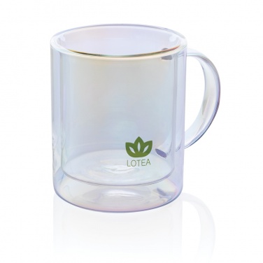 Logo trade advertising products picture of: Deluxe double wall electroplated glass mug