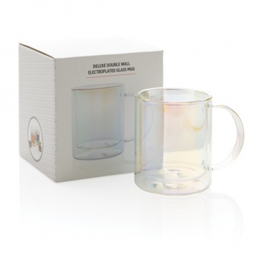 Logo trade promotional products image of: Deluxe double wall electroplated glass mug