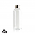 Leakproof water bottle with metallic lid, transparent