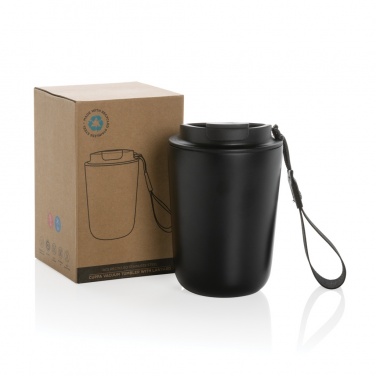 Logo trade promotional gifts image of: Cuppa RCS re-steel vacuum tumbler with lanyard