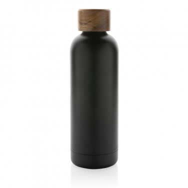 Logo trade promotional merchandise picture of: Wood RCS certified recycled stainless steel vacuum bottle