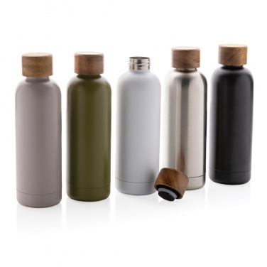 Logotrade promotional merchandise image of: Wood RCS certified recycled stainless steel vacuum bottle