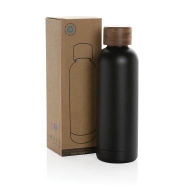 Logo trade promotional item photo of: Wood RCS certified recycled stainless steel vacuum bottle