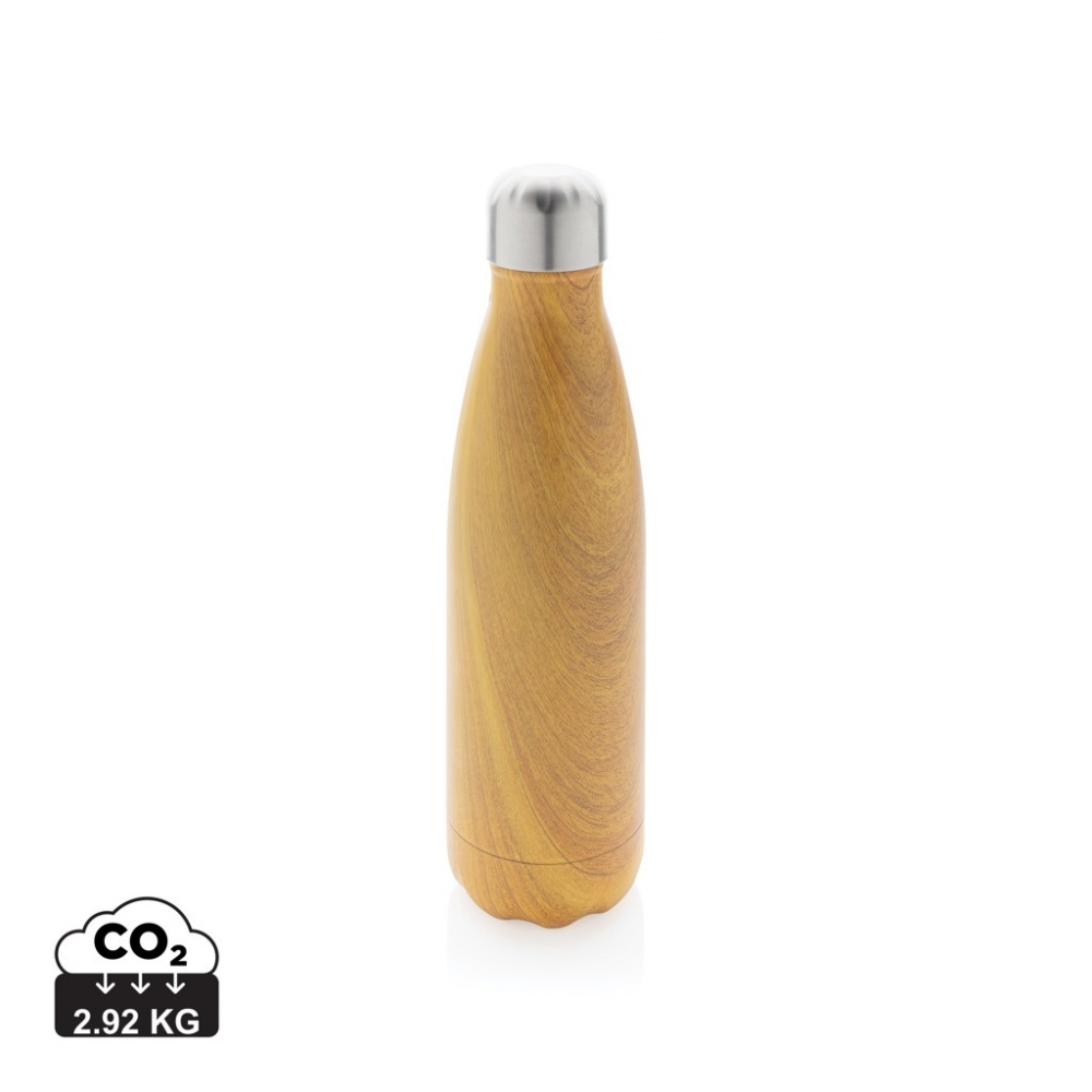 Logo trade promotional merchandise picture of: Vacuum insulated stainless steel bottle with wood print