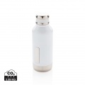 Leak proof vacuum bottle with logo plate, white