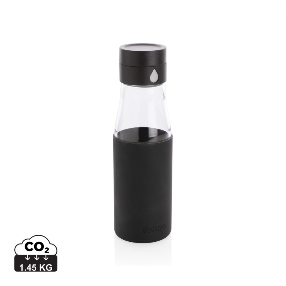 Logo trade promotional gift photo of: Ukiyo glass hydration tracking bottle with sleeve