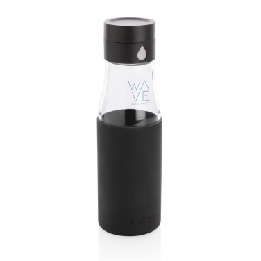 Logo trade corporate gift photo of: Ukiyo glass hydration tracking bottle with sleeve