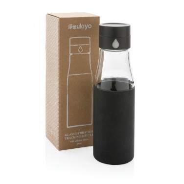 Logo trade business gift photo of: Ukiyo glass hydration tracking bottle with sleeve