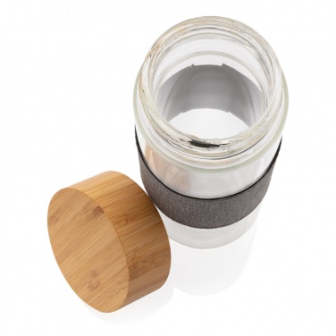 Logo trade business gift photo of: Impact borosilicate glass bottle with bamboo lid