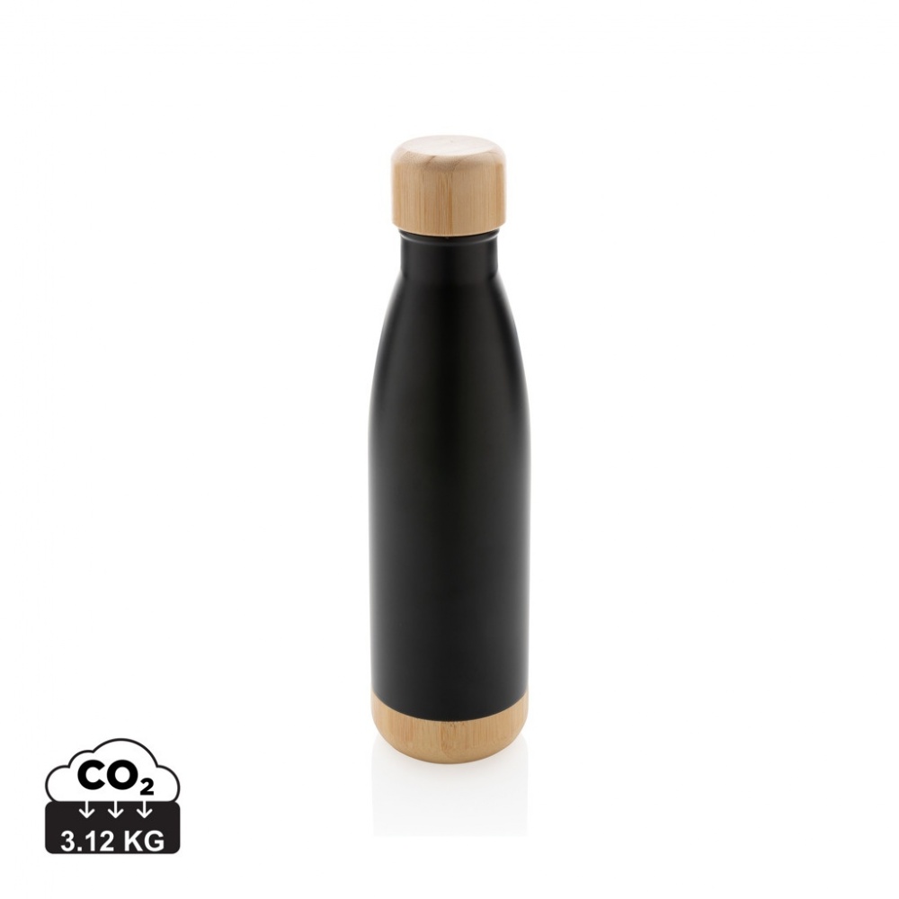 Logo trade promotional product photo of: Vacuum stainless steel bottle with bamboo lid and bottom