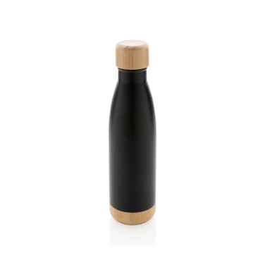 Logo trade promotional gift photo of: Vacuum stainless steel bottle with bamboo lid and bottom