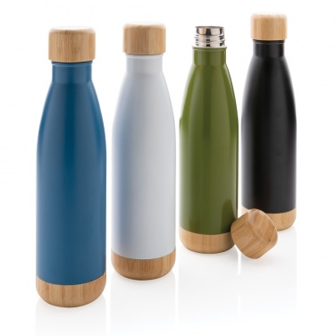 Logo trade promotional giveaways picture of: Vacuum stainless steel bottle with bamboo lid and bottom