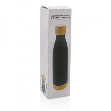 Logotrade promotional merchandise image of: Vacuum stainless steel bottle with bamboo lid and bottom