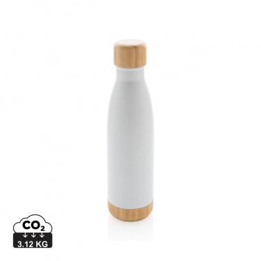 Logo trade promotional items image of: Vacuum stainless steel bottle with bamboo lid and bottom