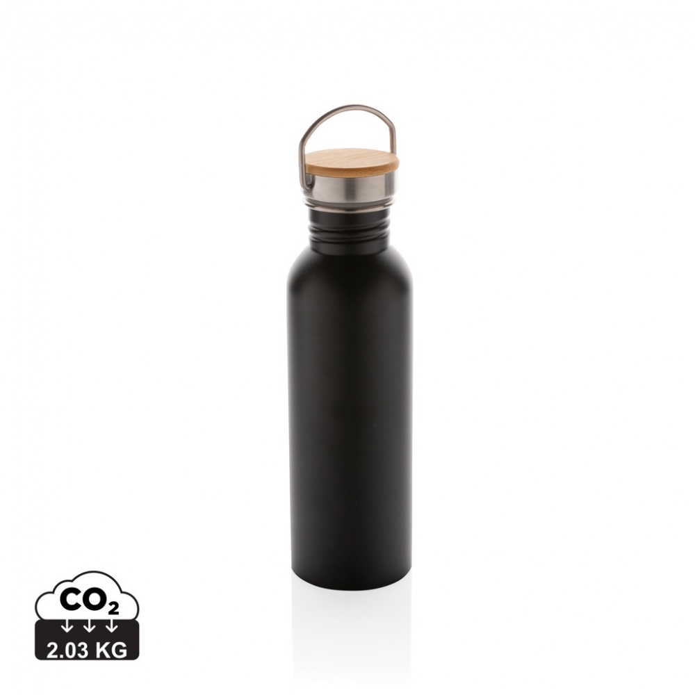 Logo trade promotional products image of: Modern stainless steel bottle with bamboo lid