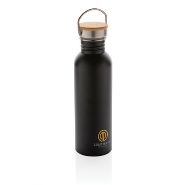 Logo trade promotional merchandise picture of: Modern stainless steel bottle with bamboo lid