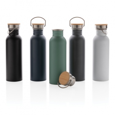 Logo trade promotional items image of: Modern stainless steel bottle with bamboo lid