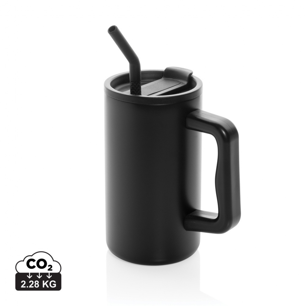 Logo trade business gifts image of: Cube RCS certified recycled steel mug 800ml