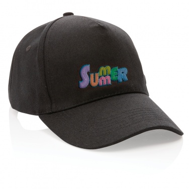 Logo trade corporate gifts image of: Impact 5panel 280gr Recycled cotton cap with AWARE™ tracer