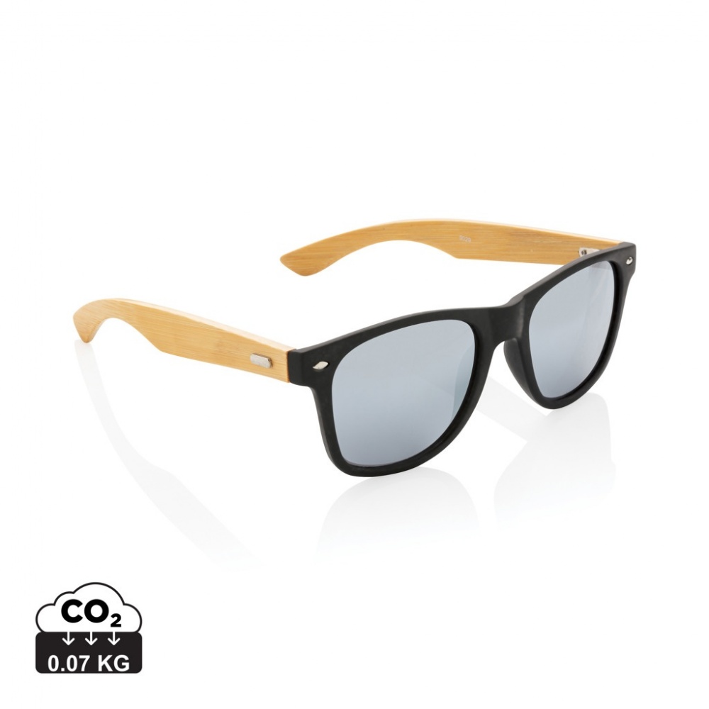 Logo trade promotional gift photo of: Bamboo and RCS recycled plastic sunglasses