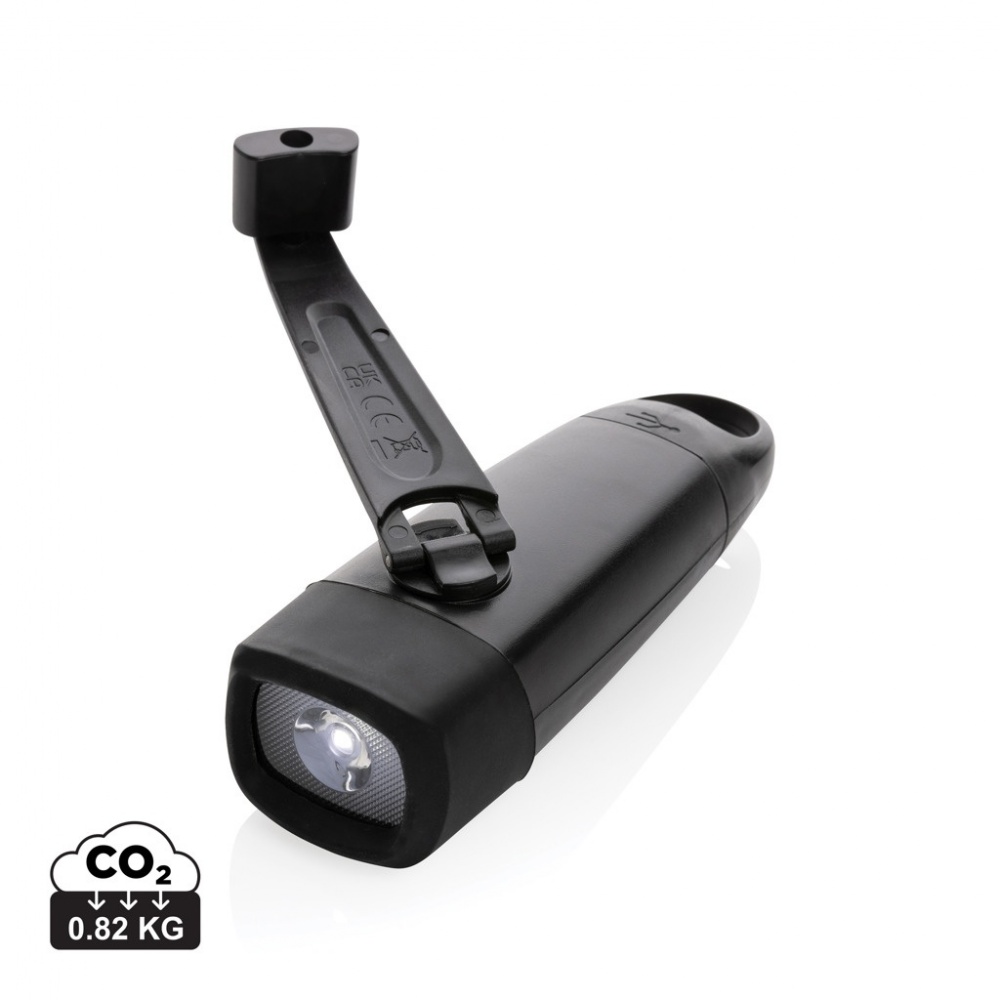 Logotrade advertising products photo of: Lightwave RCS rplastic USB-rechargeable torch with crank